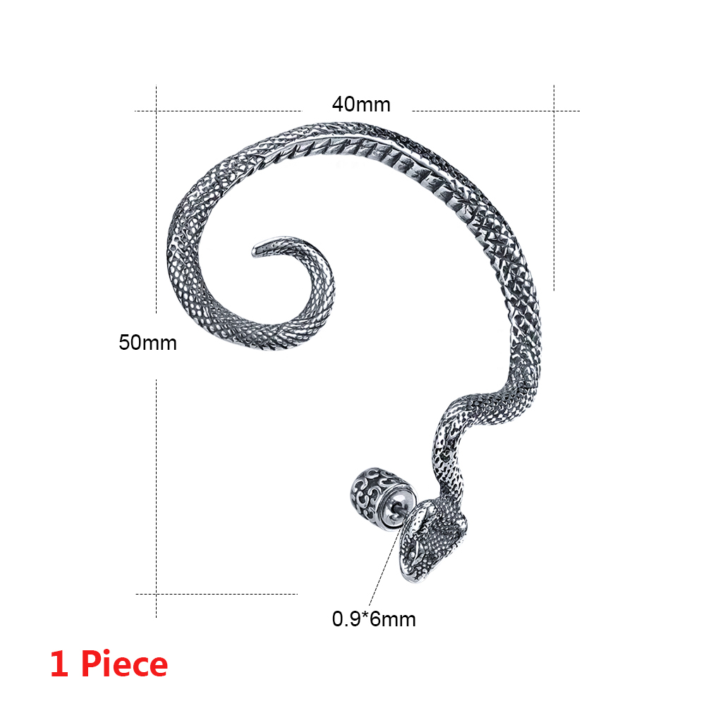 ZS 1 PC Rock Punk Dragon Claw-pattern Octopus Tentacles-pattern Ear Clips Stainless Steel Ear Cuff Hyperbole Stud Earrings Gothic Ear Jewelry