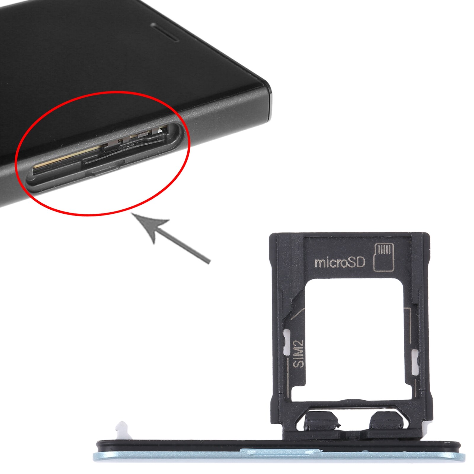 For Sony Xperia XZ1 Compact Original SIM Card Tray + Micro SD Card Tray (Black)