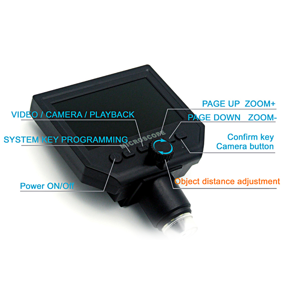 KKmoon G600 Portable LCD Digital Microscope with High Brightness 8 LEDs and Built-in Lithium B-attery
