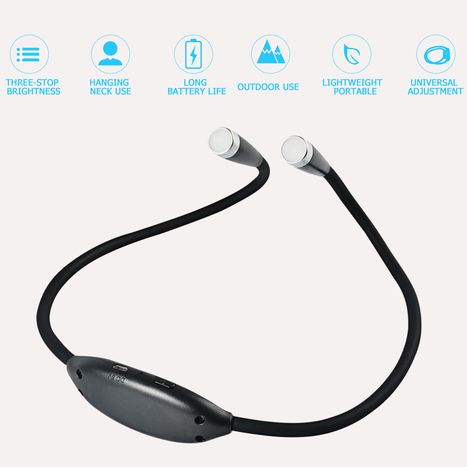 LED Neck Book Reading Light, 3 Brightness Level, Flexible Lamp for Knitting