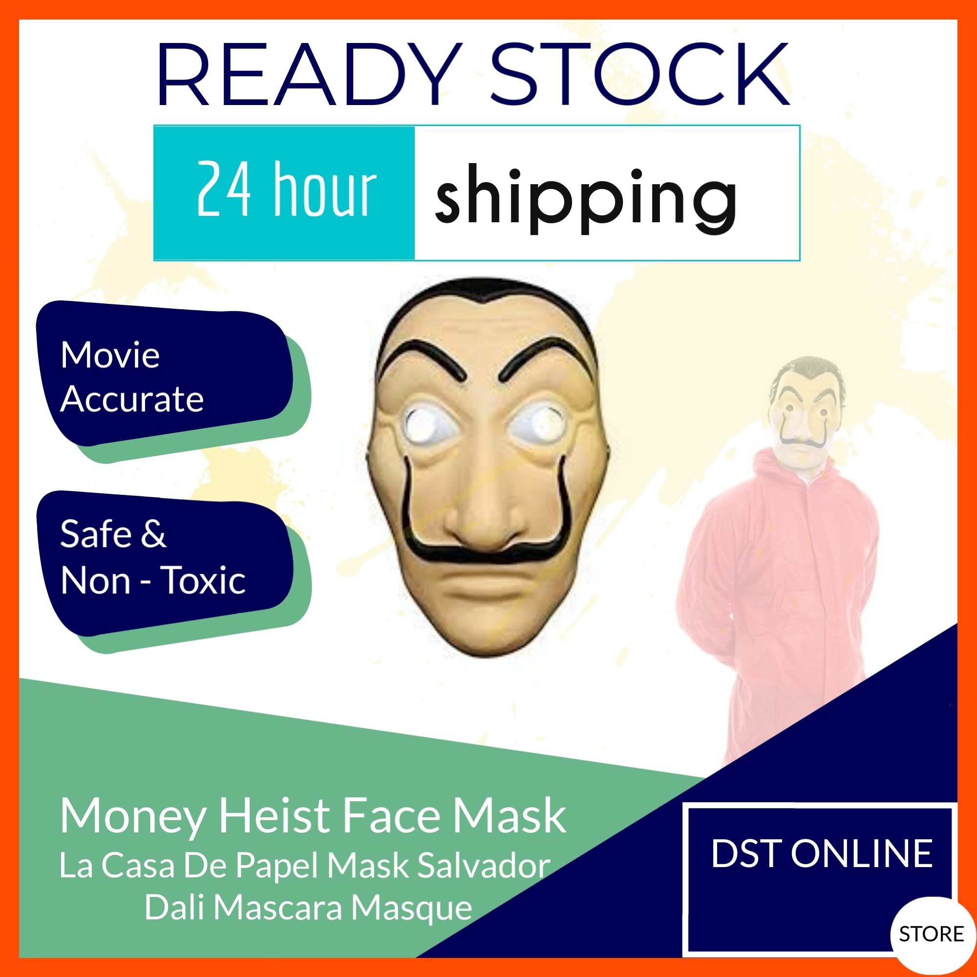 2018 La Casa De Papel Face Mask Salvador Dali Mascara Money Heist Cosplay Props