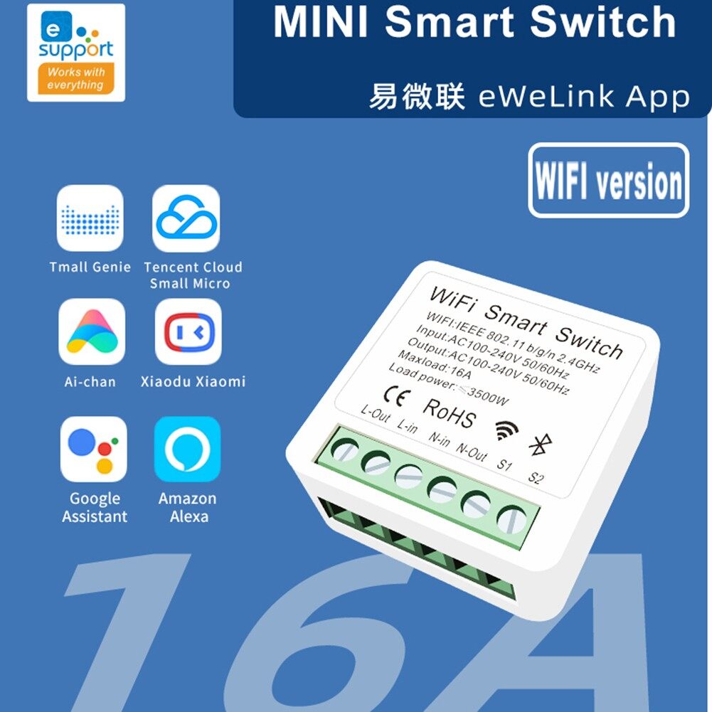 FLEWWER 16A Wifi MINI Công Tắc Thông Minh Supporte 2-Cách Thiết Bị Hẹn Giờ Điều Chỉnh Được Thiết Bị Chuyển Mạch Không Dây Nhà Thông Minh Tự Động Hóa Tương Thích Với Tuya Alexa Google Nhà