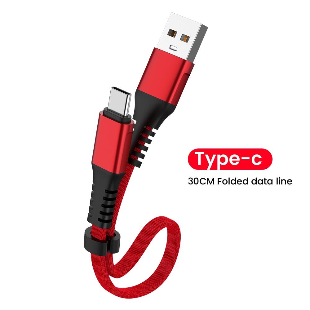 HOCE Charging Charger Phone Short Cord For iPhone 14 13 12 11 Pro Max X XS Max 8 7 6 5s 6s Plus 3A Micro USB Type C 30cm Foldable USB Data Cable