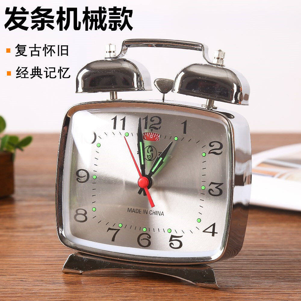 Đồng Hồ Báo Thức Đồng Hồ Cổ Điển Lên Dây Cót Cơ Khí Nhạc Chuông Ngoại Cỡ Đồng Hồ Đầu Giường Học Sinh Đồng Hồ Chuông Kim Loại