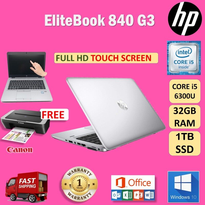(FULL TOUCH SCREEN) HP ELITEBOOK 840 G3 - CORE i5 6300U / 32GB DDR4 RAM / 1TB SSD/ WINDOWS 10 PRO / REFURBISHED / 1 YEAR WARRANTY Malaysia