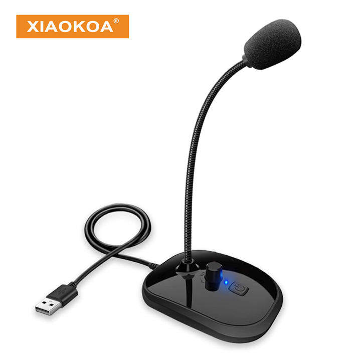 XIAOKOA Micro USB Cho Micro Máy Tính Với Nút Xoay Điều Chỉnh Âm Lượng Và Nút Tắt Tiếng Cắm Và Chơi Mic Micro Chuyên Nghiệp Ghi Âm Chính Tả Trò Chơi…