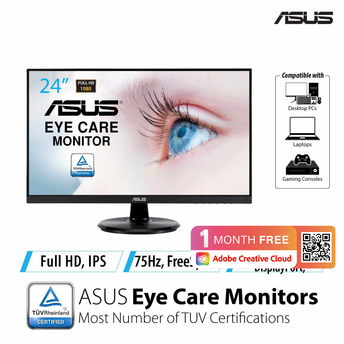 ASUS MONITOR LED FLAT 23.8\
