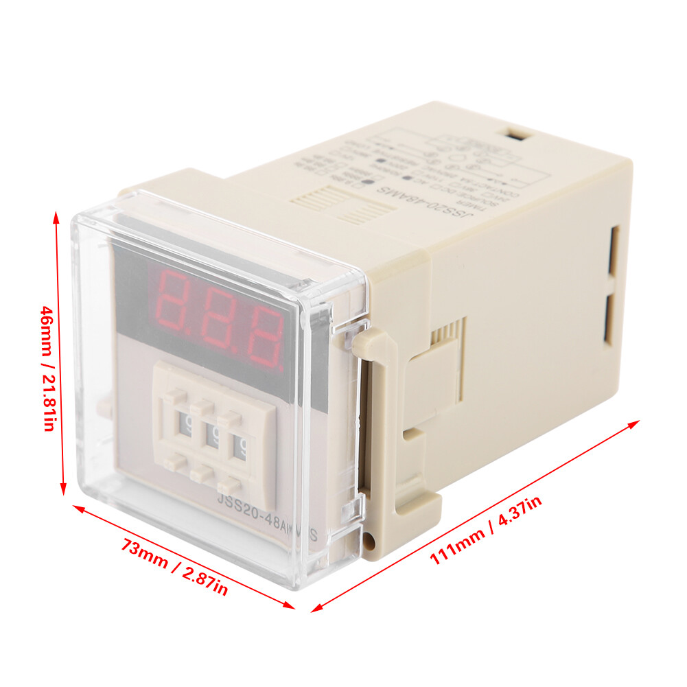 JSS20-48AMS Power On Delay Timer Relay Digital Display 1-999S AC 220V