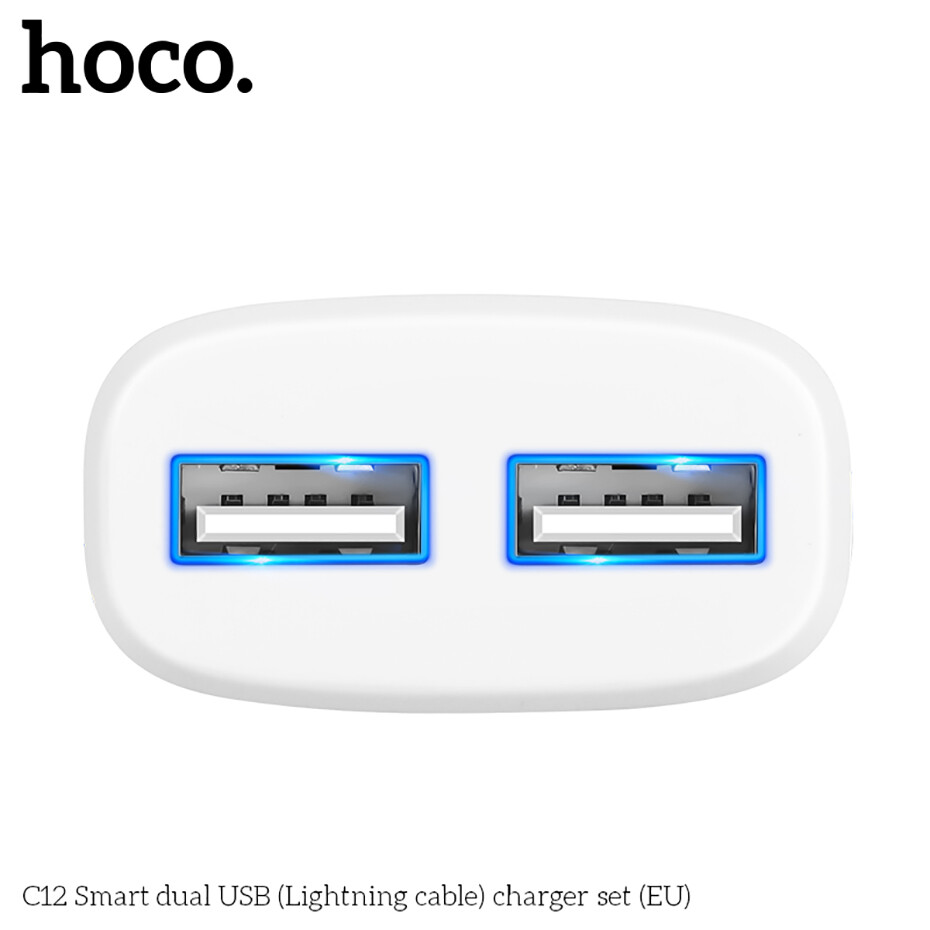 HOCO bộ sạc nhanh 2 cổng USB thông minh 2.4A cho iPhone SE 2020/ iPhone 11/ iPhone X - INTL