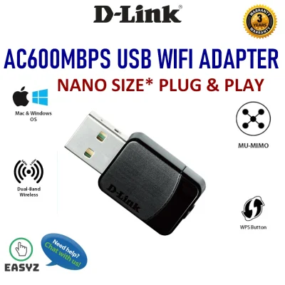 D-LINK DWA-171 Wireless AC600 MU-MIMO NANO Size USB WiFi Adapter Receiver & AC Dual Band Wi-Fi Adapter