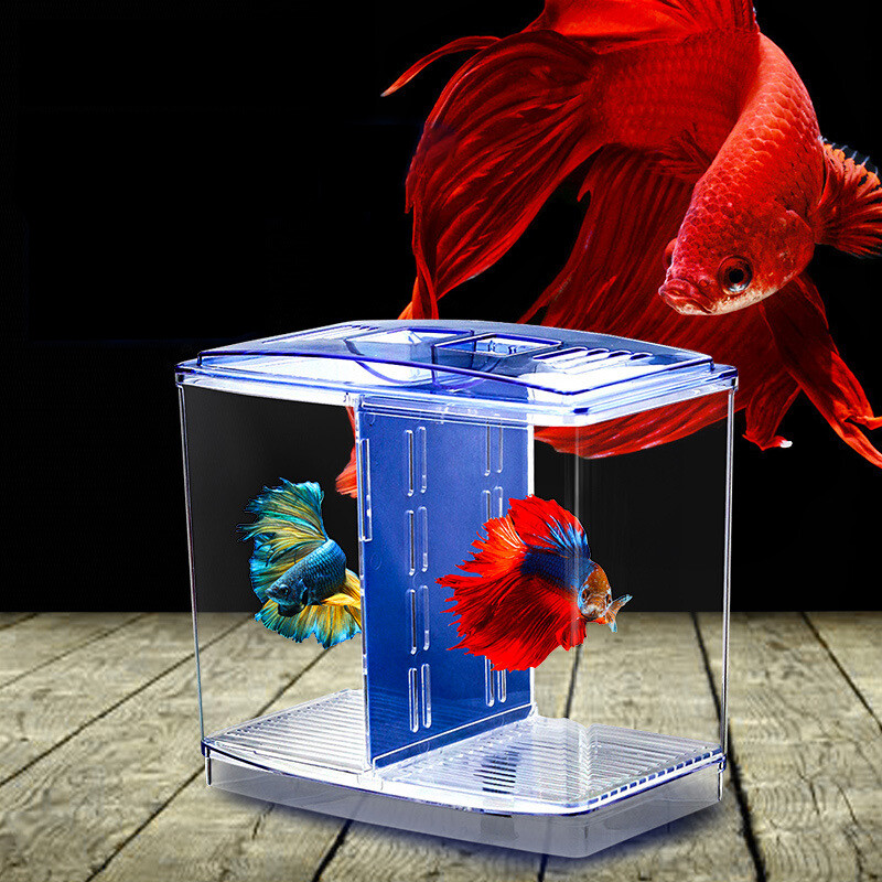 Aquarium Transparent Double Bowl Fighting Fish Mini House Incubator Box For Fry Isolation Hatchery