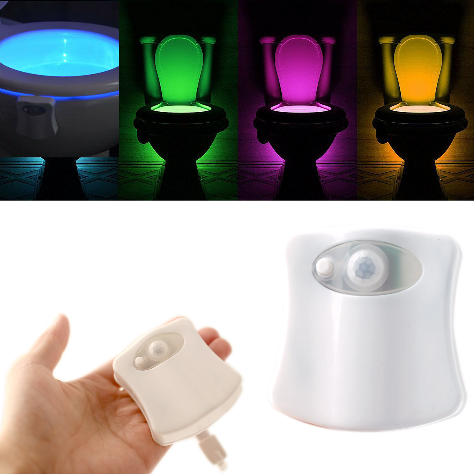 ERANPO PIR Motion Sensor Smart Toilet Seat Night Light Waterproof