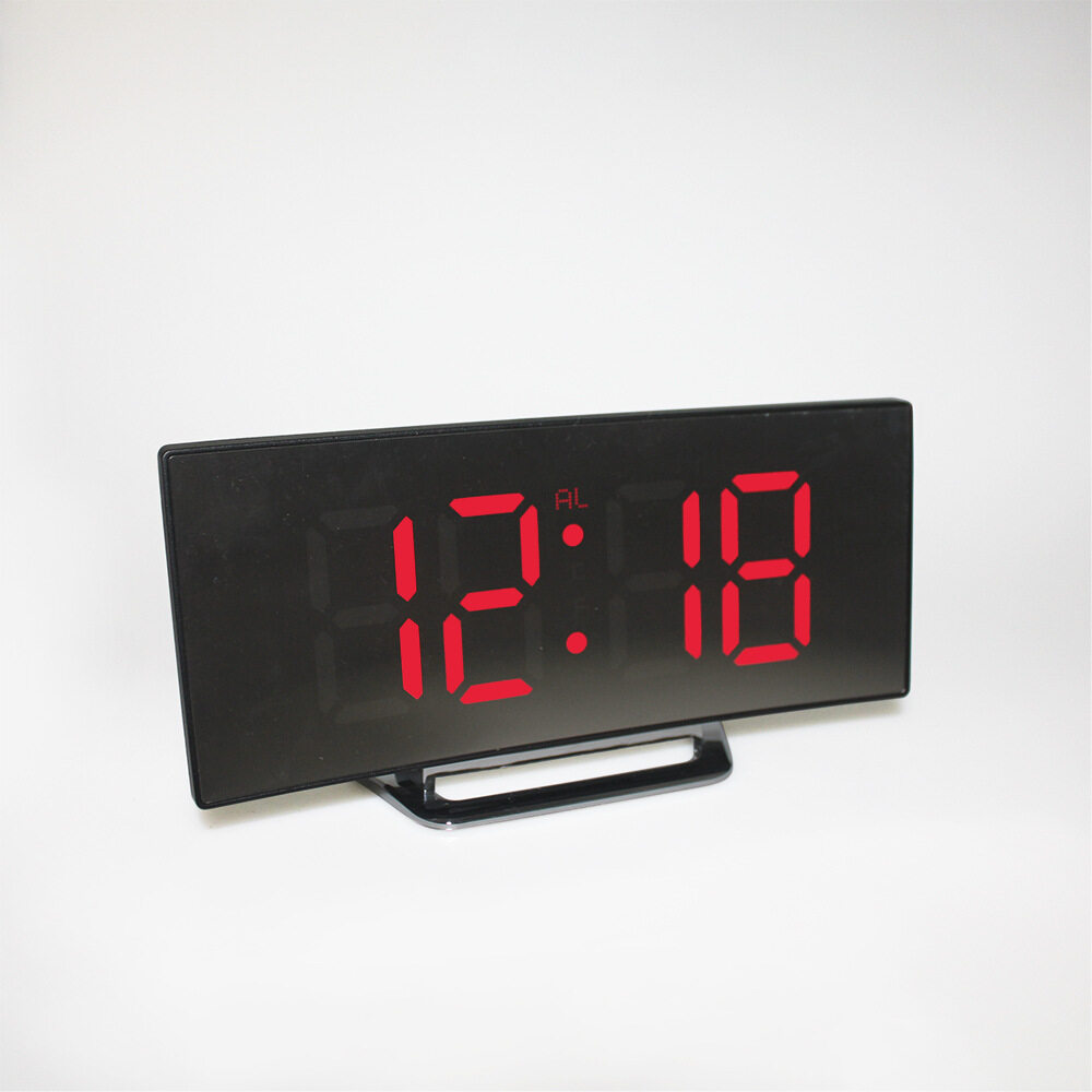 Curved LED Screen Alarm Clocks Digital Alarm Clock Desk Table Clock for