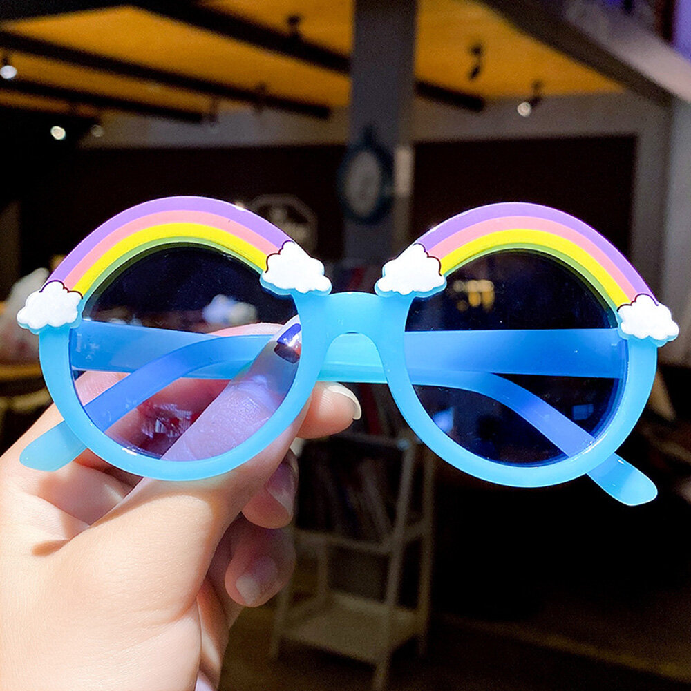 【M-ZONE8】Fashion Cartoon Rainbow Cloud Glasses Children's Sunglasses Baby Kids Lovely Anti-UV Jelly Color Summer Beach Eye Glasses