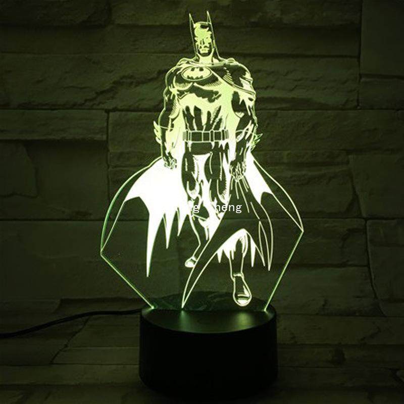 RS Batman 3D Đèn Led Bầu Không Khí Đèn Bàn Cảm Ứng Nhiều Màu Sắc Màu Đèn Ngủ