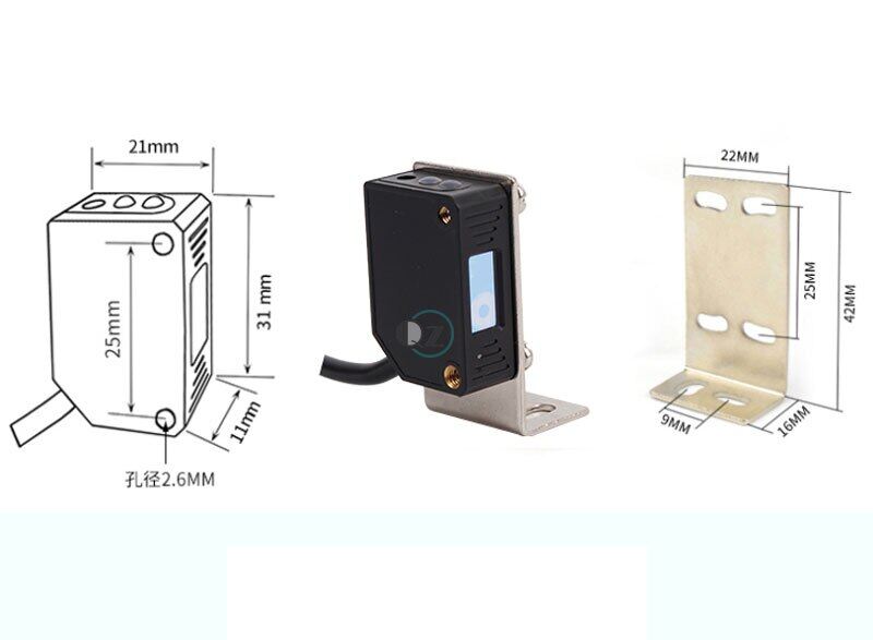 Square Laser Sensor Diffuse Reflection Sensor Laser Photoelectric Switch Visible Red Light Infrared Switch Electric Eye 5-30Cm