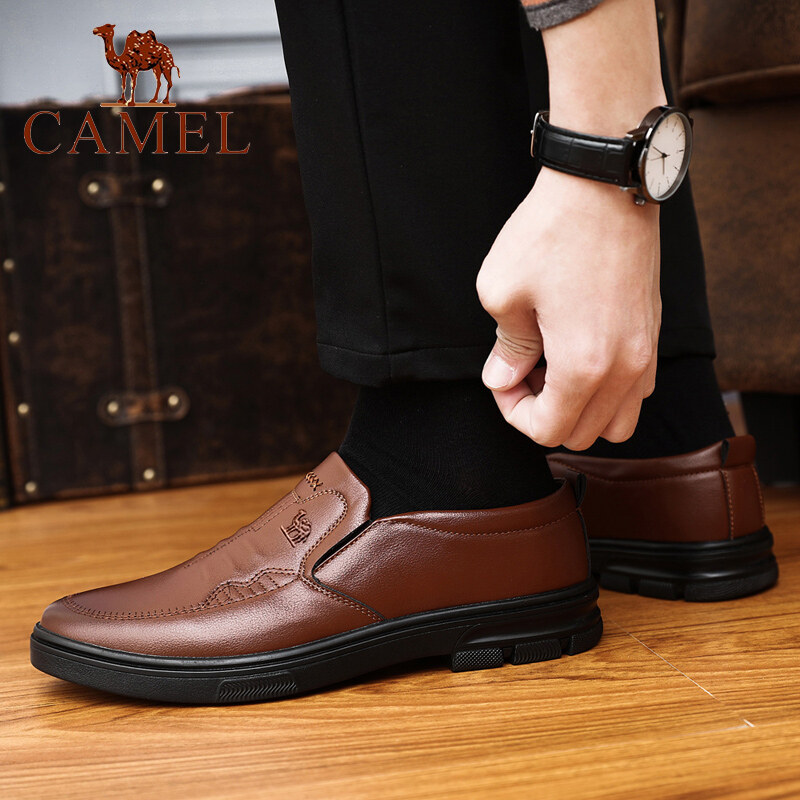 Camel Giày Lười Nam Giày Da Công Sở Thường Ngày Đế Mềm