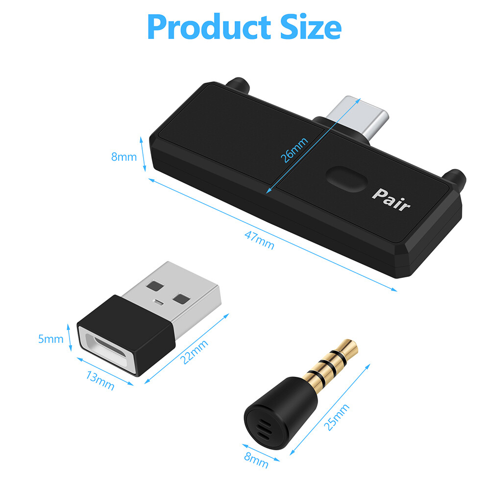 Máy phát Bluetooth vaorlo Type-C v5.0 A2DP SBC độ trễ thấp với Mic cho Nintendo Switch PS4 TV PC Bộ chuyển đổi không dây USB Type-C