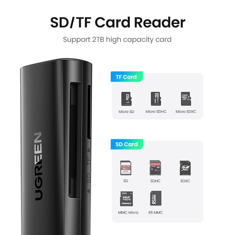 UGREEN Card Reader USB 3.0 To SD Micro SD TF Memory Card Adapter For PC Laptop Essories Multi Smart Cardreader Card Reader