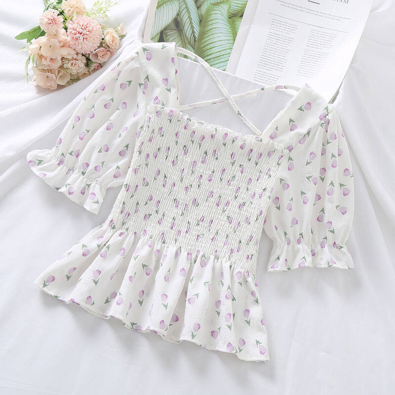 In The Summer of 2023 The New French-style Printed Chiffon Shirt Has A Sense of Exotic Design and It Is Unique and Versatile