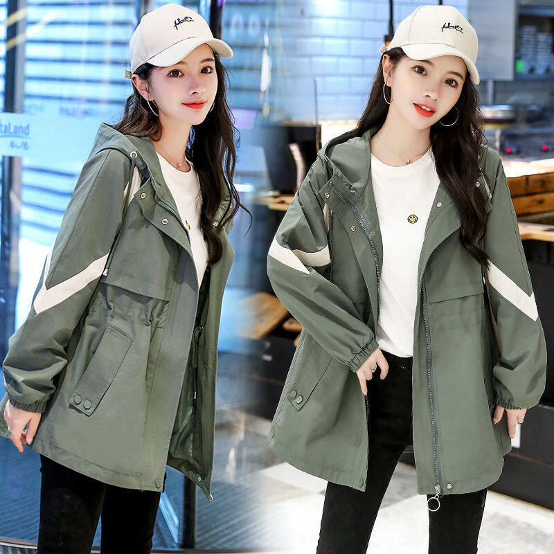 Fashion Hooded Long Sleeve Trench Coats Women's Overcoats Spring Korean Casual Long Windbreaker Female Outerwear