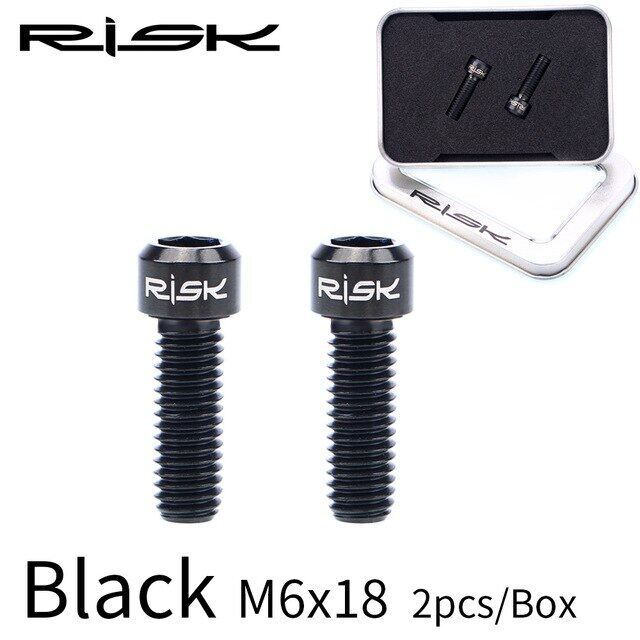 RISK 2pcs/box M6x18 Hollow Mountain Road Bike Bicycle Chainwheel Crank Arm Fixing Bolts Disc Brake Caliper Fixed Screws Titanium
