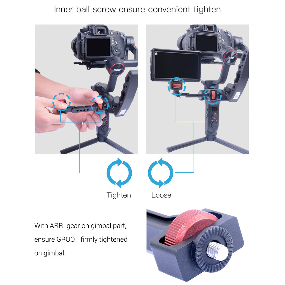 Thiết Bị Chống Rung Giá Đỡ Mở Rộng Xoay Được Hỗ Trợ Với Ngàm Giày Lạnh Có Vít Trong Ch 1/4 Để Gắn Micro Màn Hình Đèn L-ED, Tương Thích Với DJI Ronin S/SC Zhiyun Weebill S/Lab/Crane 3