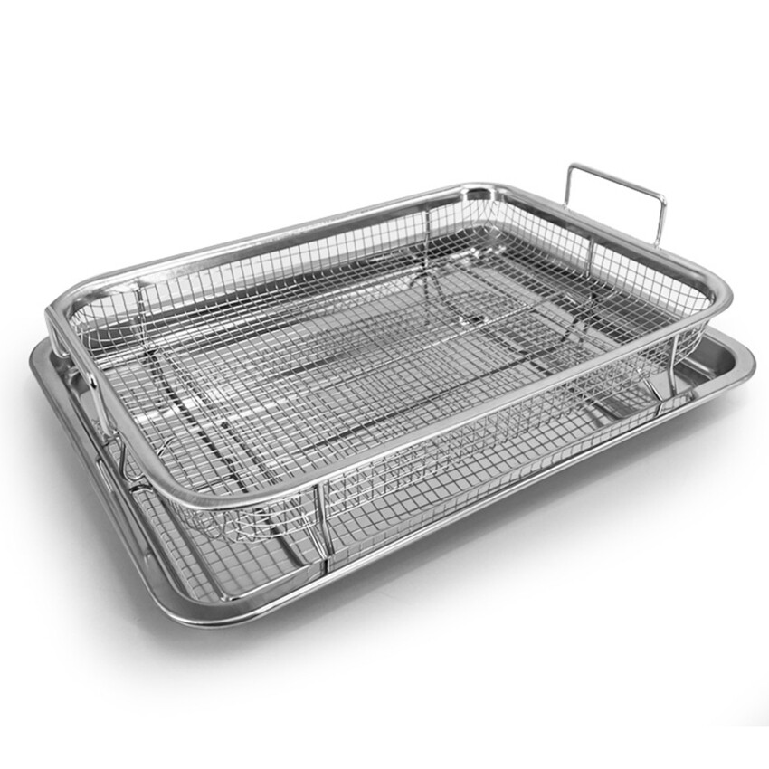 Copper Color Baking Tray Oil Frying Baking Pan Stainless Steel Non-stick Fried Chips Basket Baking Dish Grill Mesh Kitchen Tool