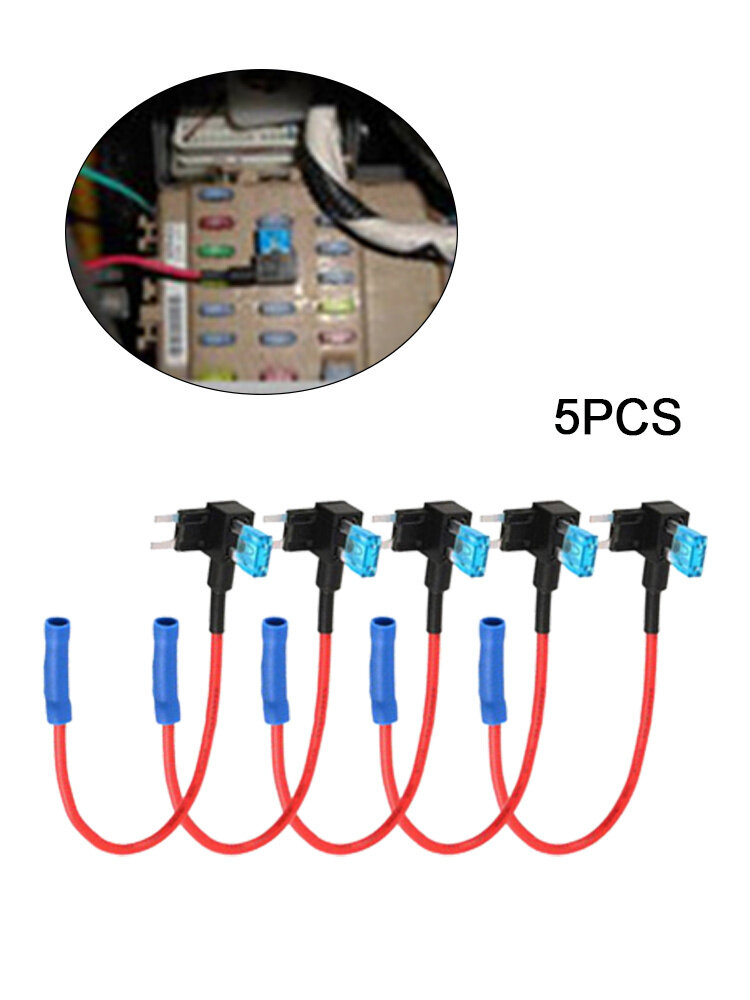 5แพ็ค12V รถ AddACircuit ฟิวส์แท็บอะแดปเตอร์ Mini เอทีเอ็มเอพีเอ็มใบ