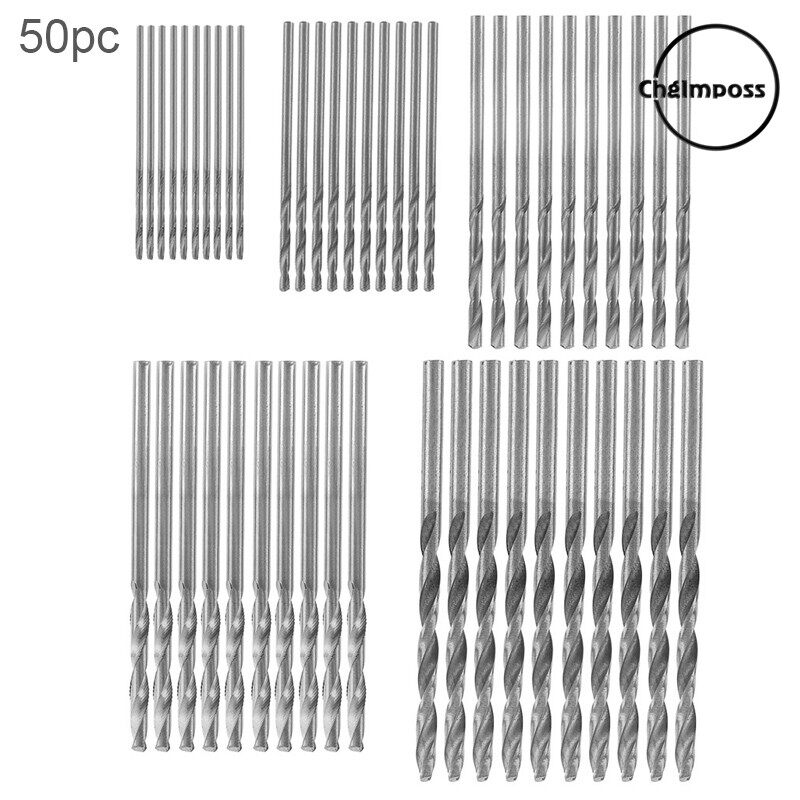 ChgImposs 50Pcs Titanium Coated HSS Twist Drill Bit High Speed Steel Drill Bit Set Wood Drilling Tool 1mm / 1.5mm / 2mm / 2.5mm / 3mm