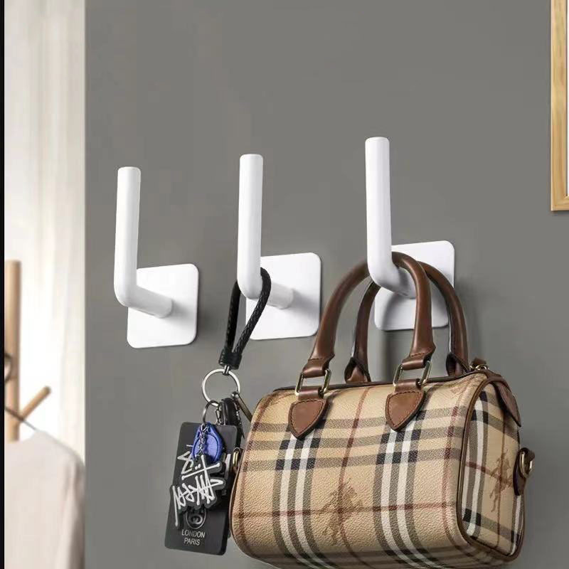 2pcs L-shaped Kitchen Cup Paper Roll Rack Wall-mounted Non-perforated Hook for Bathroom Kitchen Self-adhesive Towel Paper Towel Storage Rack