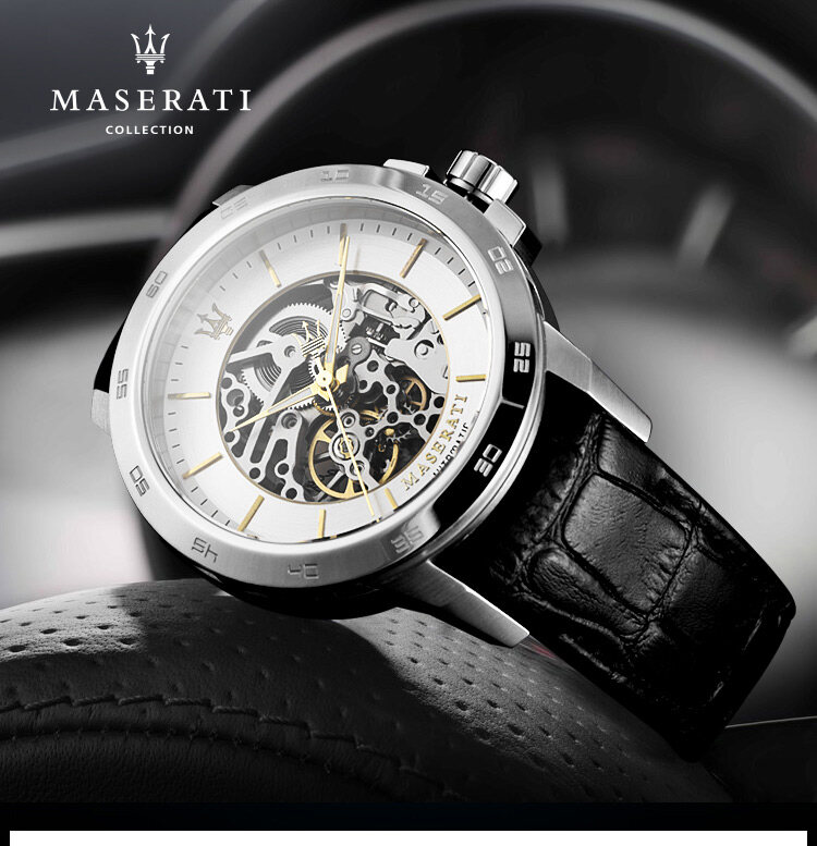 Real Photo)Original Maserati Ingegno White Dial Automatic Black
