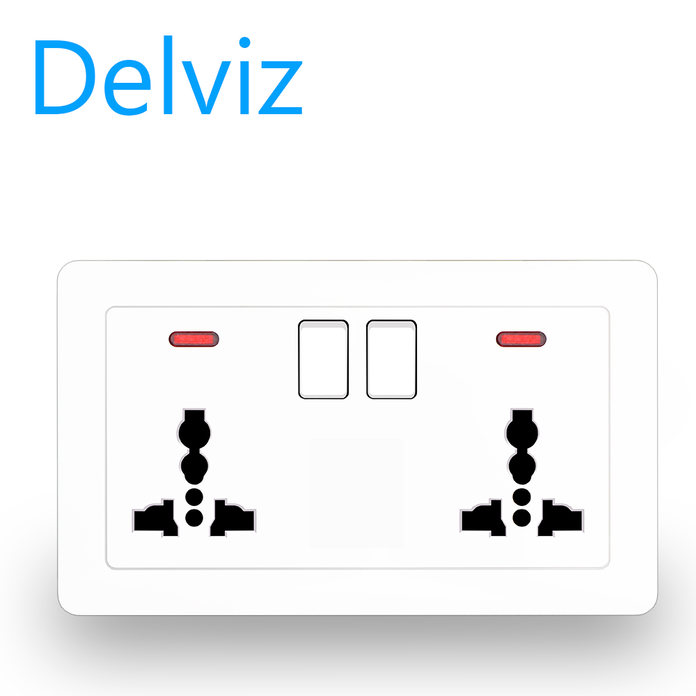 Delviz European standard universal 3-hole power socket, with switch control function.Gold/white.