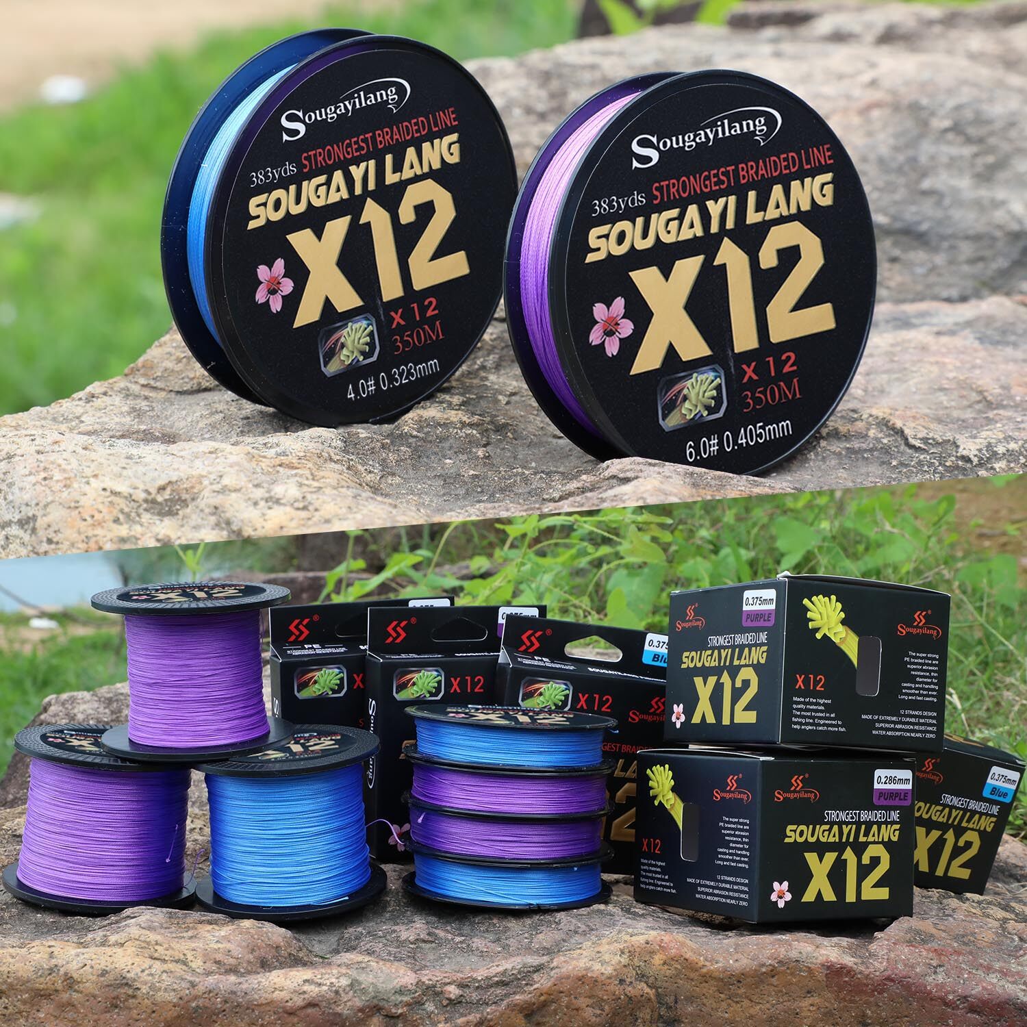 Sougayilang X12 สายเอ็นตกปลา12 Strands สายเกลียวPE สายความแข็งแรงสูง ...