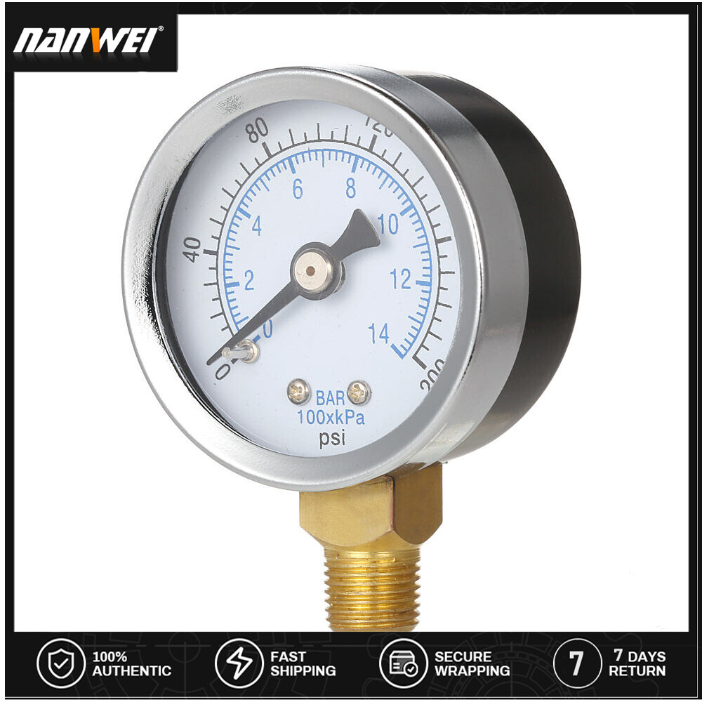 Nanwei 40mm 0~160psi 0~10bar pool filter water pressure dial hydraulic pressure gauge meter manometer 1/8" npt thread