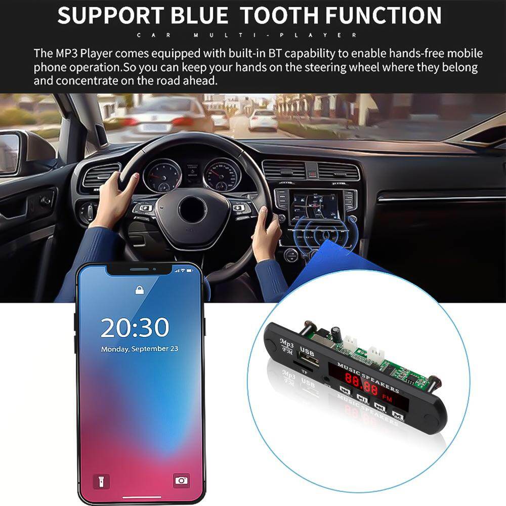 Bộ Giải Mã MP3 Radio Xe Hơi Không Bluetooth Bộ Giải Mã Âm Thanh Mô-đun Âm Thanh FM AUX 3.5MM DC 5V 12V