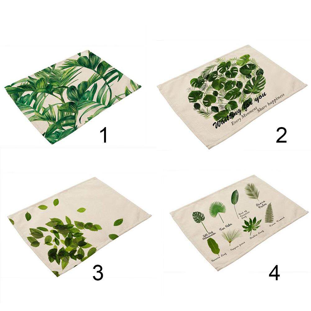 Xanh lá in hoa văn chịu nhiệt placemat cotton và vải lanh placemat