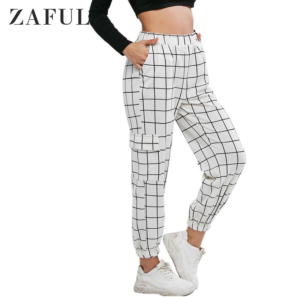 plaid jogger pants womens