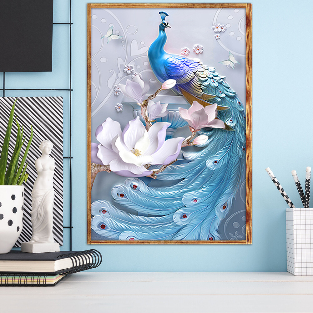 Beautifulhome 5D DIY Full Drill Diamond Painting Fantasy Peafowl Cross Stitch Embroidery