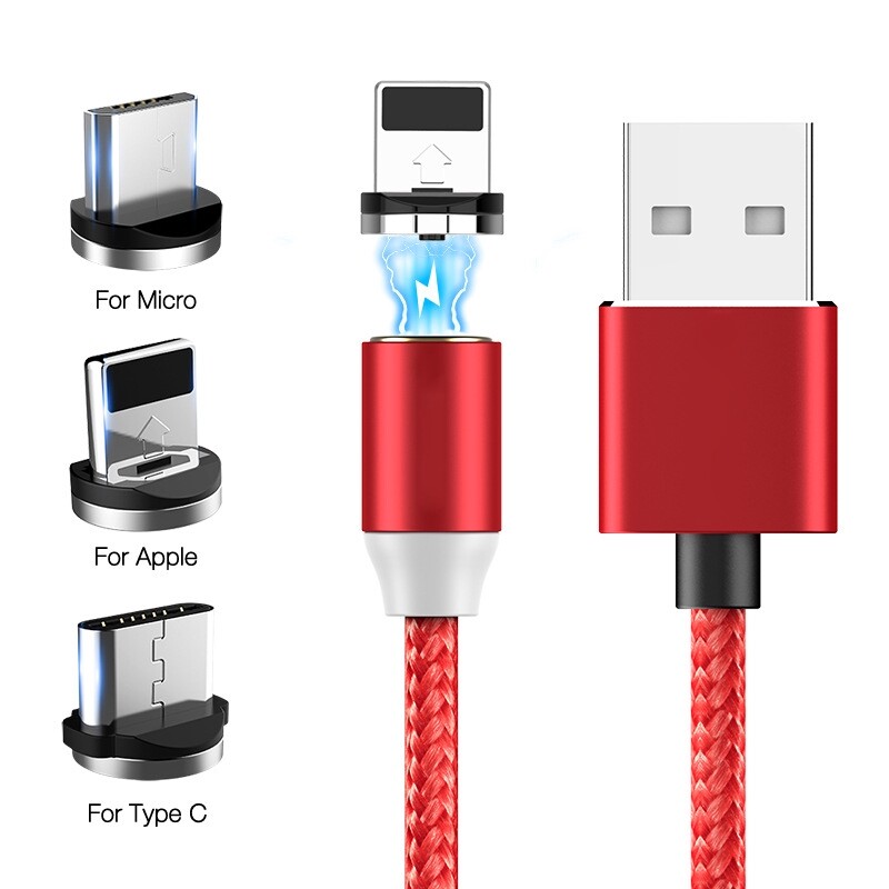 Cable Data / Charger Micro USB + Lightning Fast Charging Magnetic with LED for IOS / Android