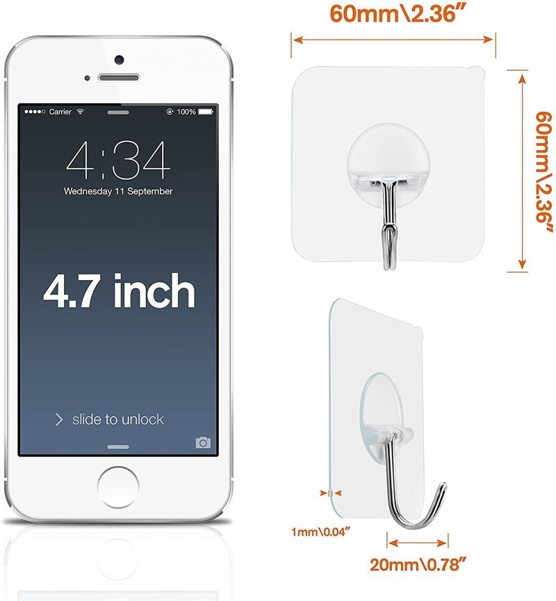 10 cái trong suốt móc gắn tường liền mạch không thấm nước móc chắc chắn chịu lực phụ kiện phòng tắm nhà bếp