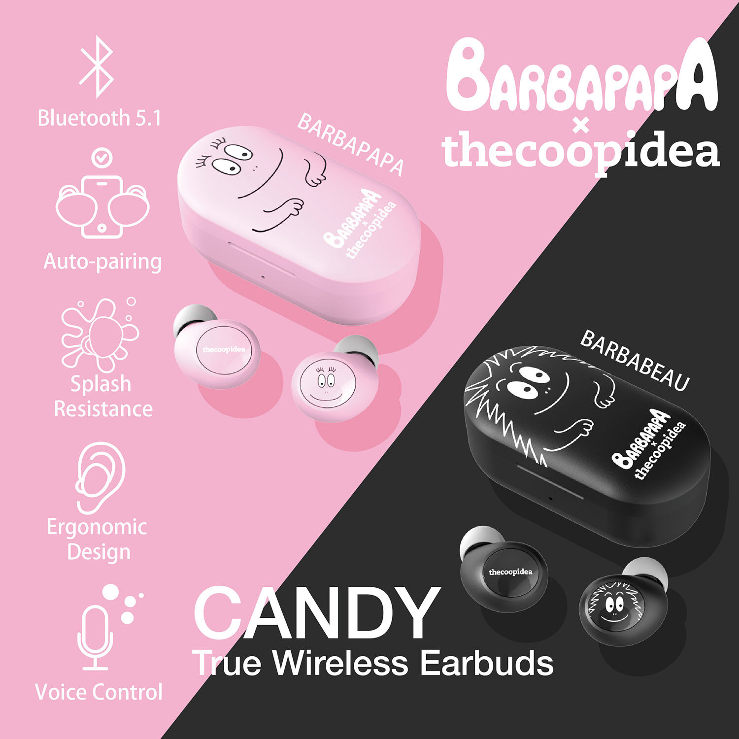 Thecoopidea X BARBAPAPA Limited Editionหูฟังไร้สายCANDY