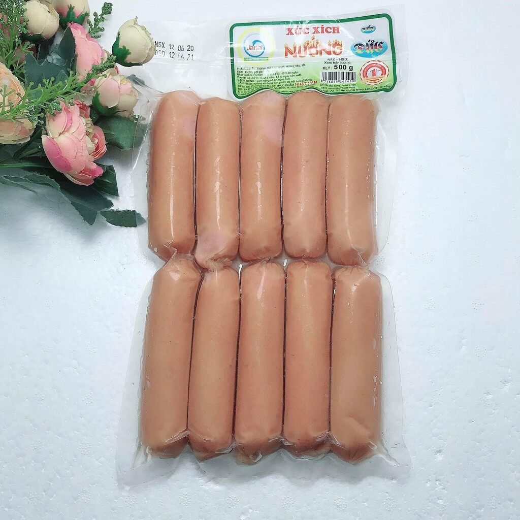 Hcm xúc xích đức hương vị thịt nướng, xúc xích xông khói 500gr