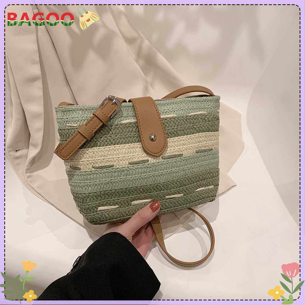 Beach Bags Casual Messenger Bag Simple Gradient Color Paper Rope Summer Handbags