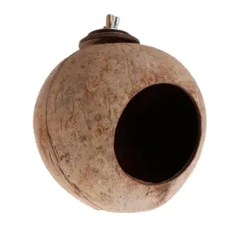Parrot Nest Natural Coconut Shell House Cage Feeder Parakeet Birds