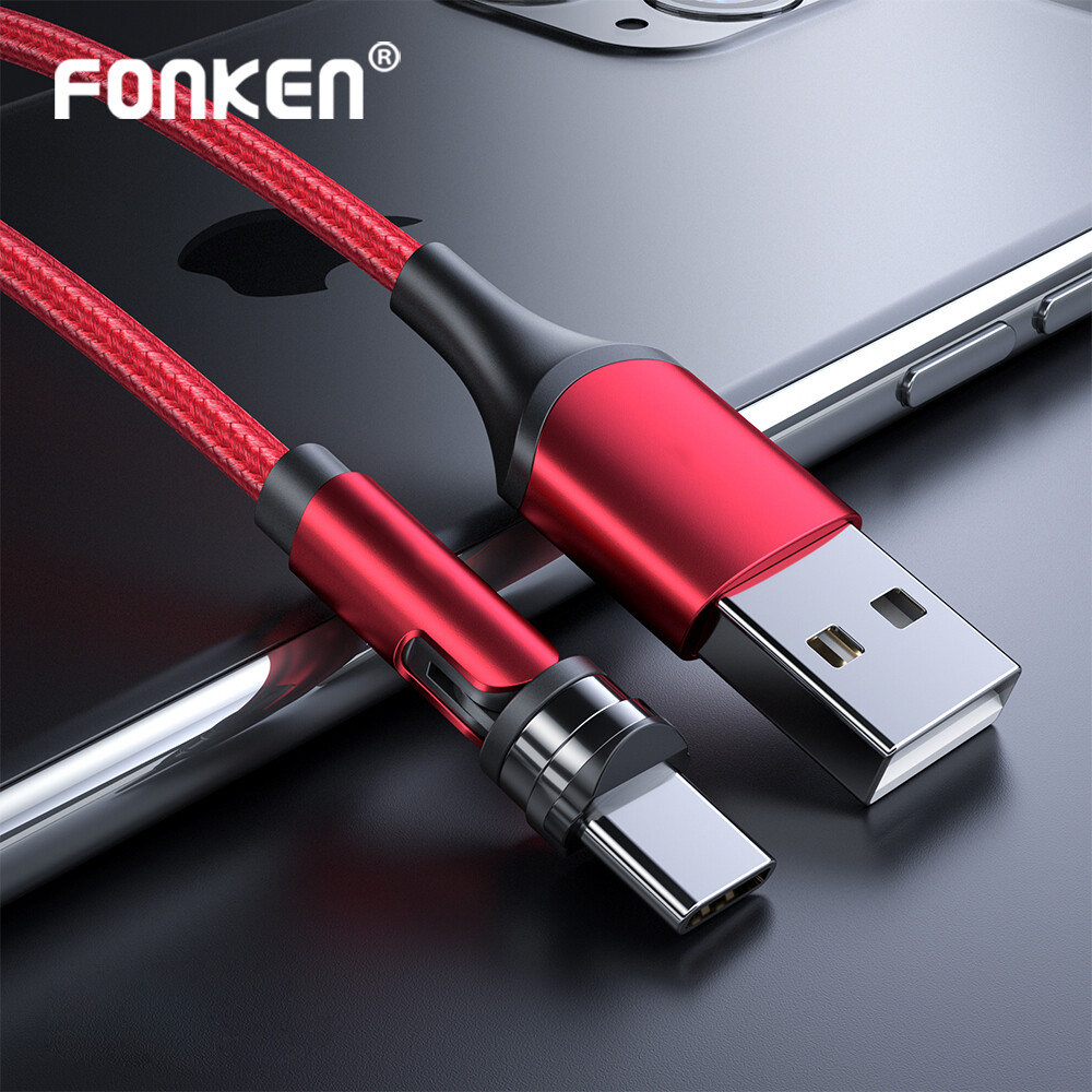 FONKEN 540º Rotation Magnetic Cable Micro USB Magnetic Charger Cable Rotating USB Type C Magnet Cable For iPhone Xiaomi Samsung Cord