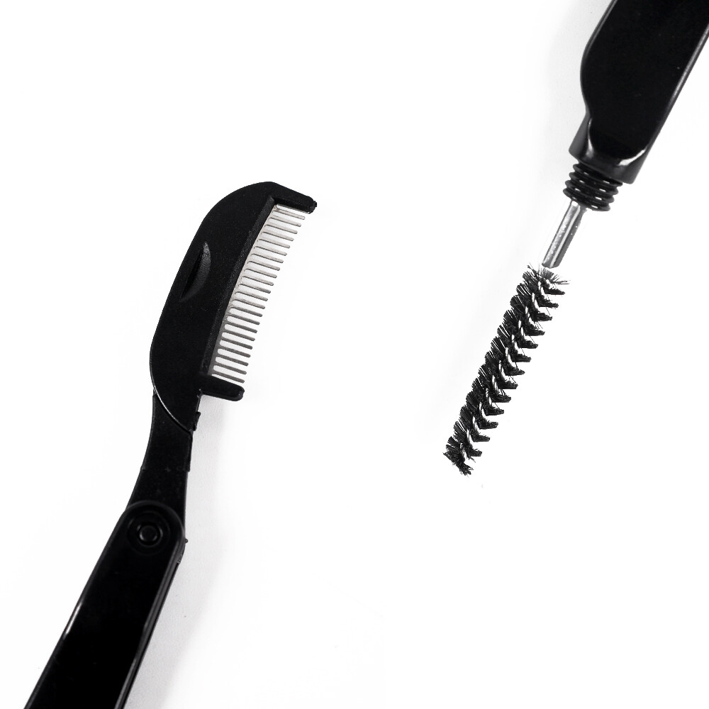 Mini Folding Steel Comb False Eyelash Brush Eyelash Comb Straight Handle Small Eyebrow Comb Eyebrow Brush Beauty Makeup Cosmetic Tool