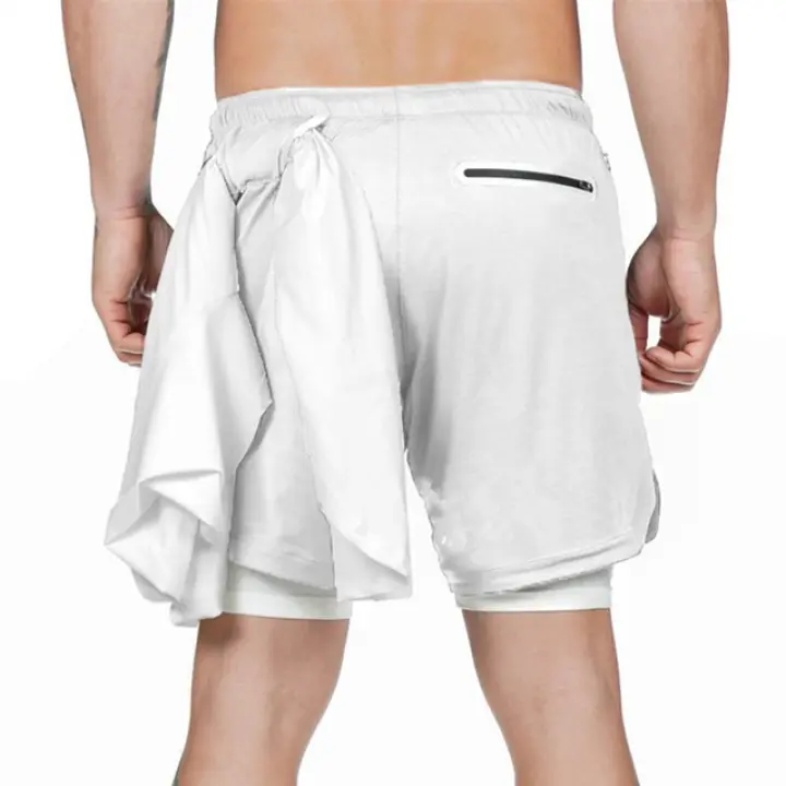 white 2 in 1 shorts