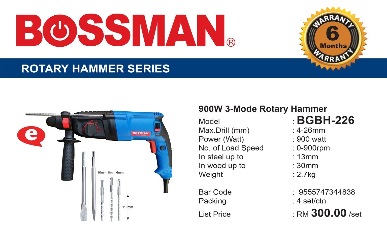 BOSSMAN 900W BGBH226 3 MODE ROTARY 
