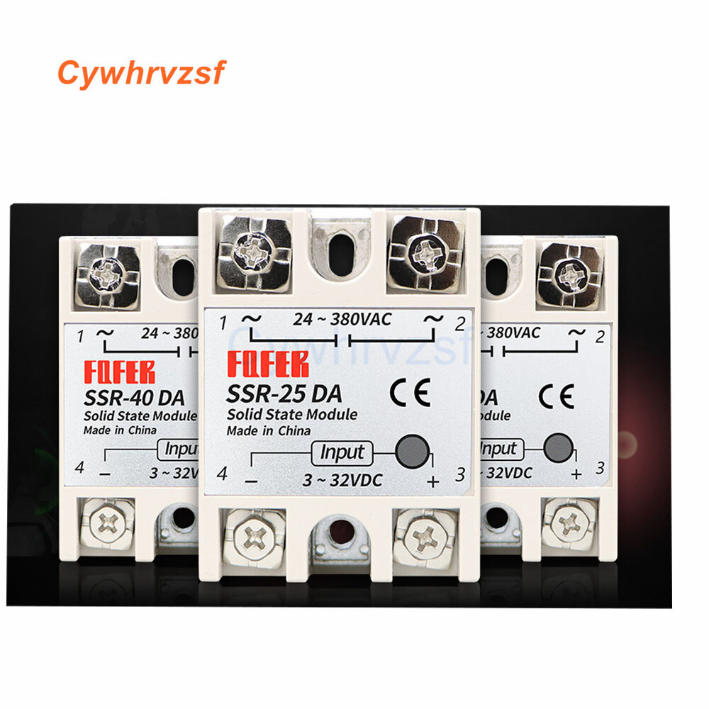 SSR-10DA SSR-25DA SSR-40DA 10A 25A 40A Solid State Relay Module 3-32V Input DC 24-380V AC Output High Quality